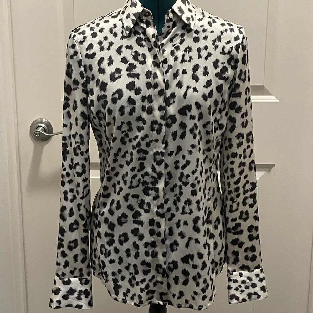 Ann Taylor Silk NEW Leopard Print Long Sleeve Button down Blouse Size 2 NWT